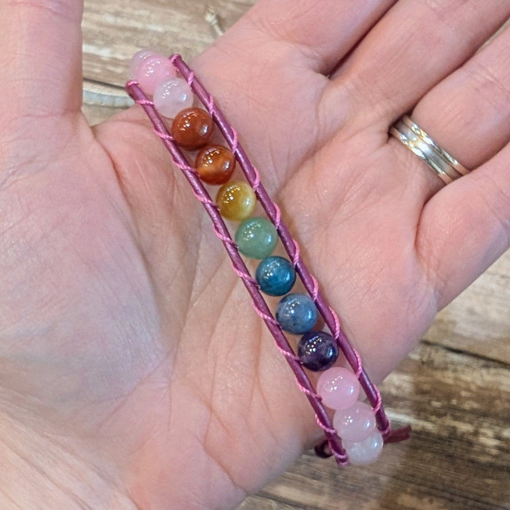 Rose Quartz &amp; 7 Chakra Bracelet | 7-8.5&quot;
