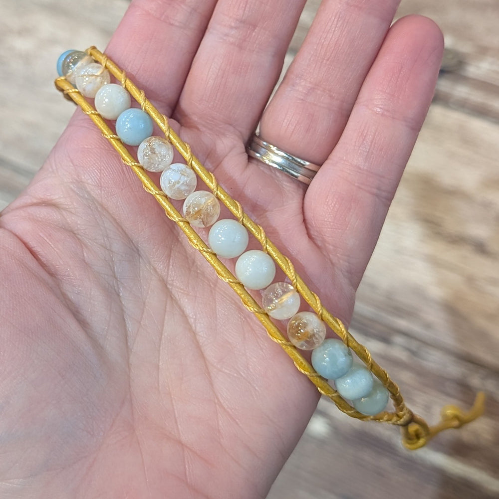 Amazonite &amp; Citrine Bracelet | 7-8.5&quot;