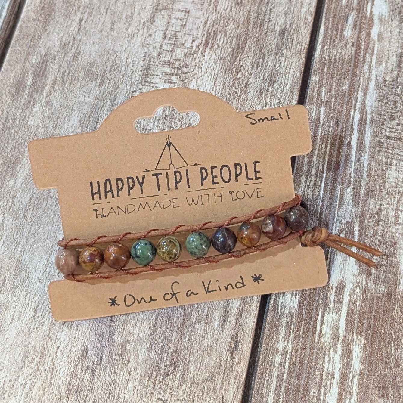 Obsidian, Picasso Jasper & Jungle Jasper Bracelet | 7-8" One of a Kind
