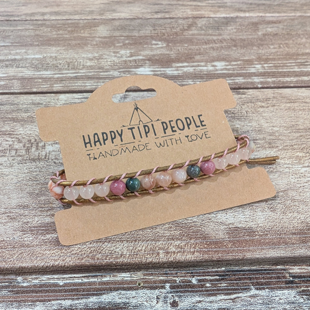 Jasper, Jade, Rhodonite &amp; Sunstone Bracelet | 7.5-9&quot;