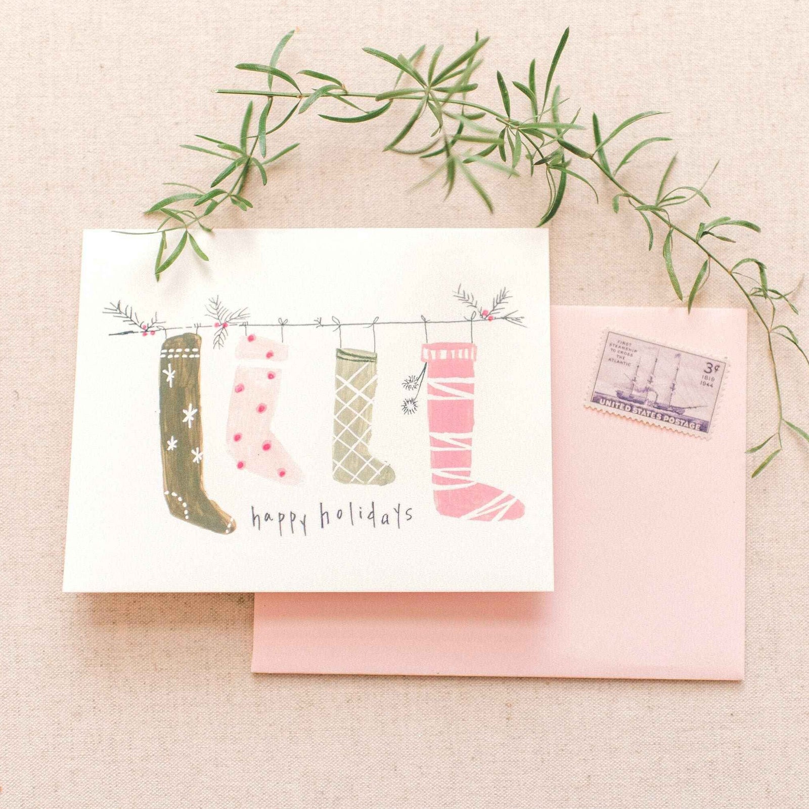 Holiday Card Set Box of 6 Holiday Stocking