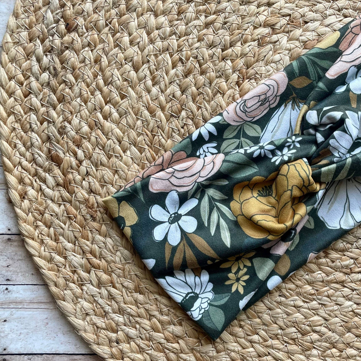 Dark Whimsical Floral Knit Twist Headband