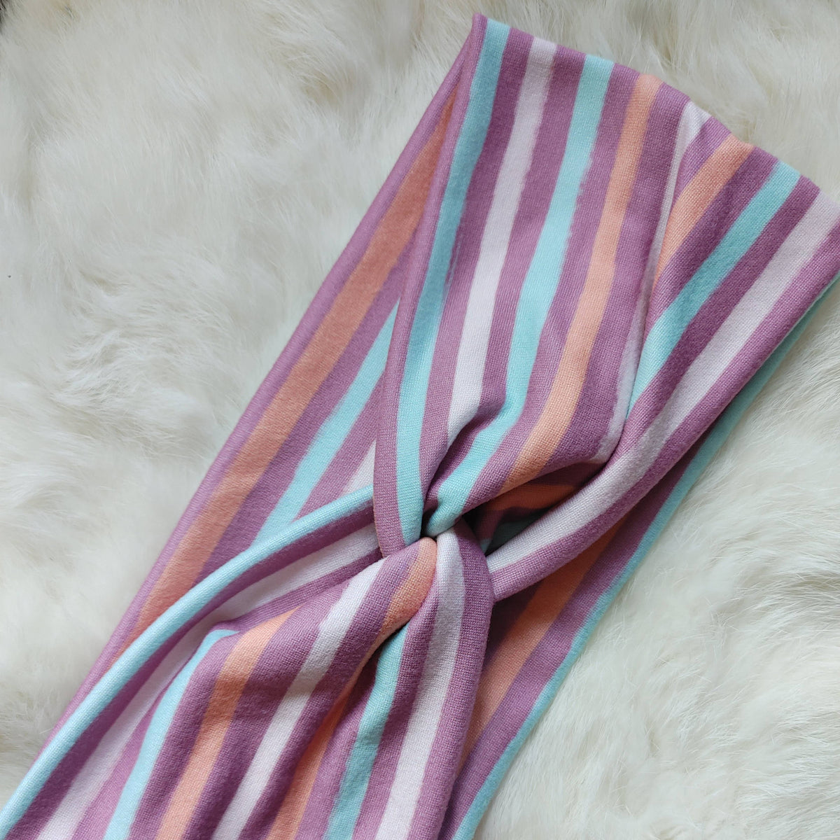 Purple Pink Mint Stripes Headband