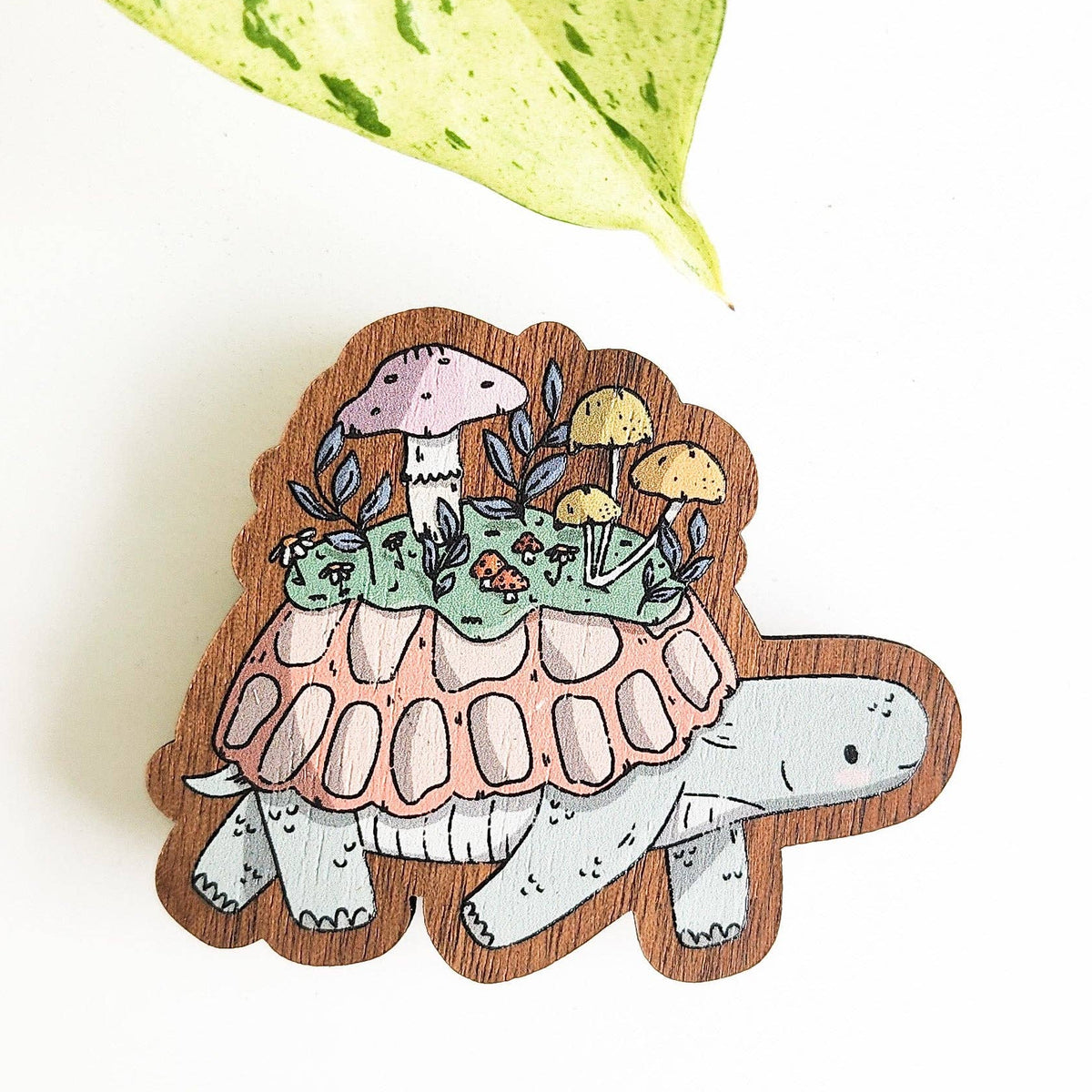 Mushroom meadow turtle refrigerator magnet