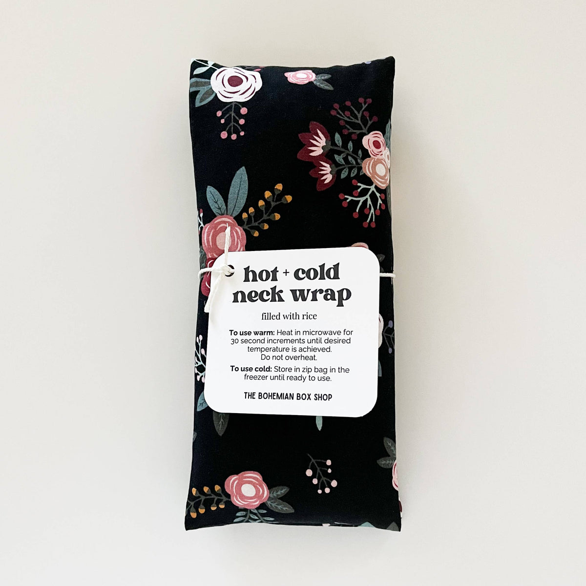 Sweet Floral On Black Hot &amp; Cold Therapy Neck Wrap |  - Cedar Witch Goods