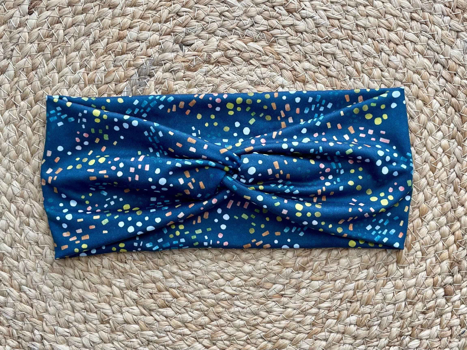 Blue Confetti Knit Twist Headband