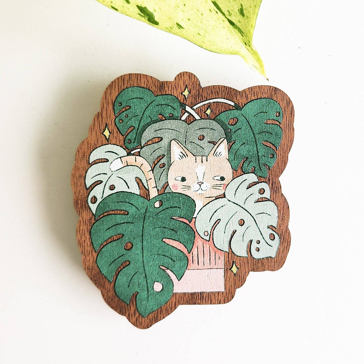 Cat in monstera refrigerator magnet