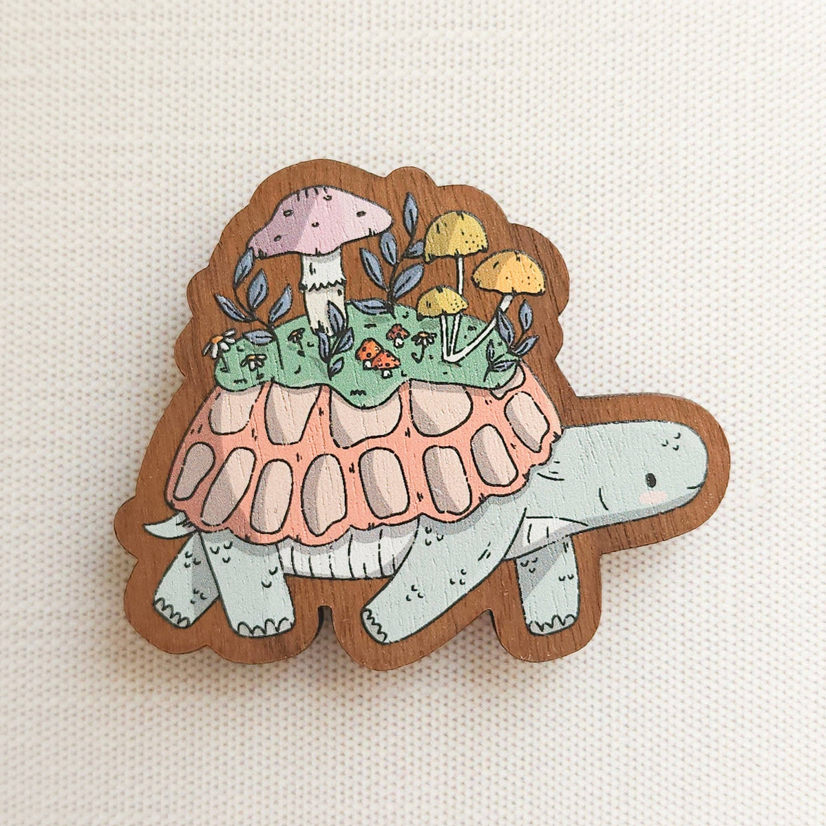 Mushroom meadow turtle refrigerator magnet