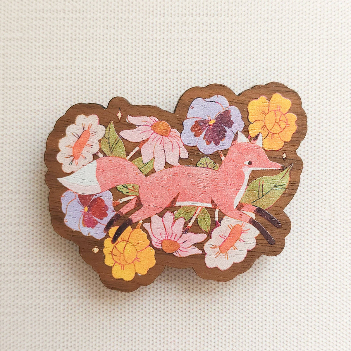 Fox in blooms refrigerator magnet