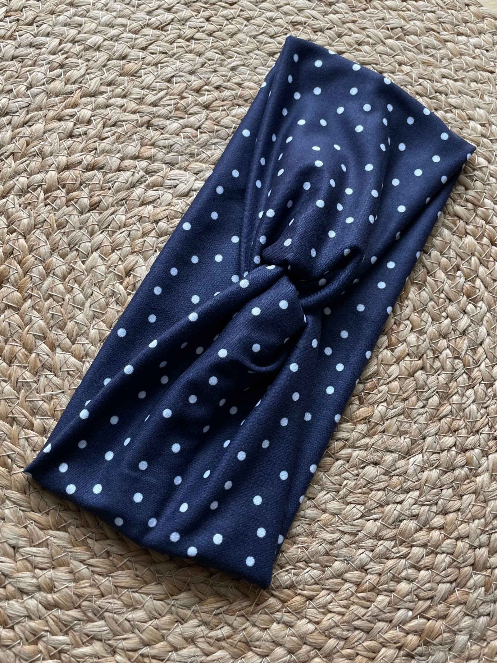 Dark Purple Dot Knit Twist Headband