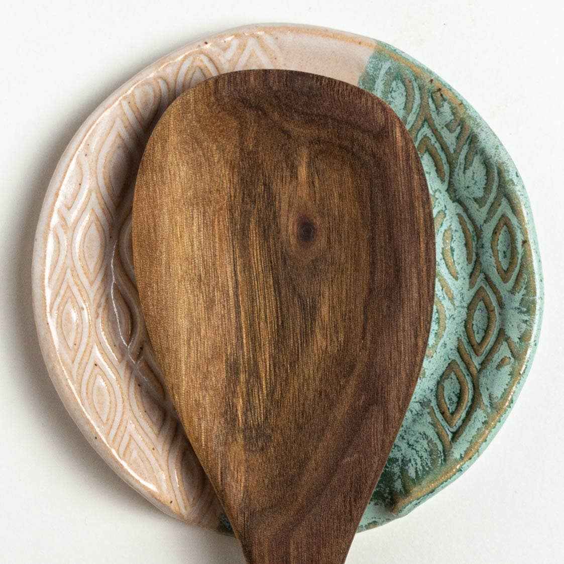 Turquoise and White Ceramic Spoon