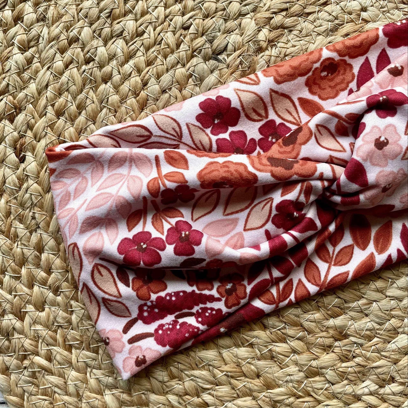 Blush Dried Floral Knit Twist Headband