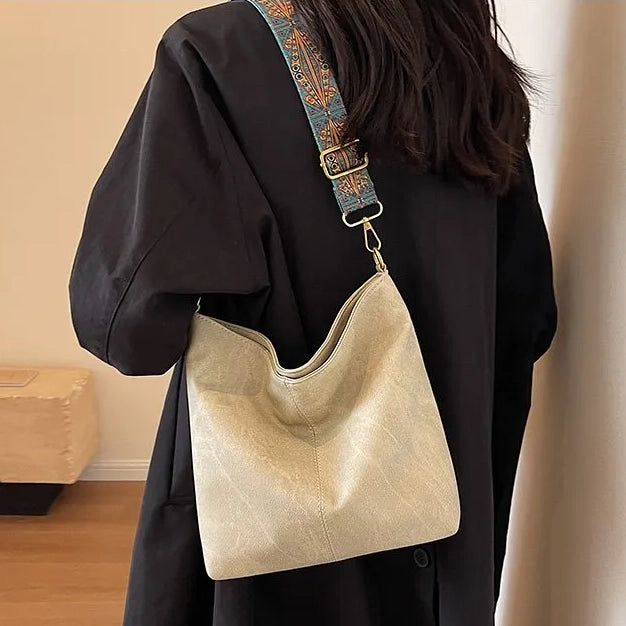 Distressed Crossbody Leather Hobo Bag