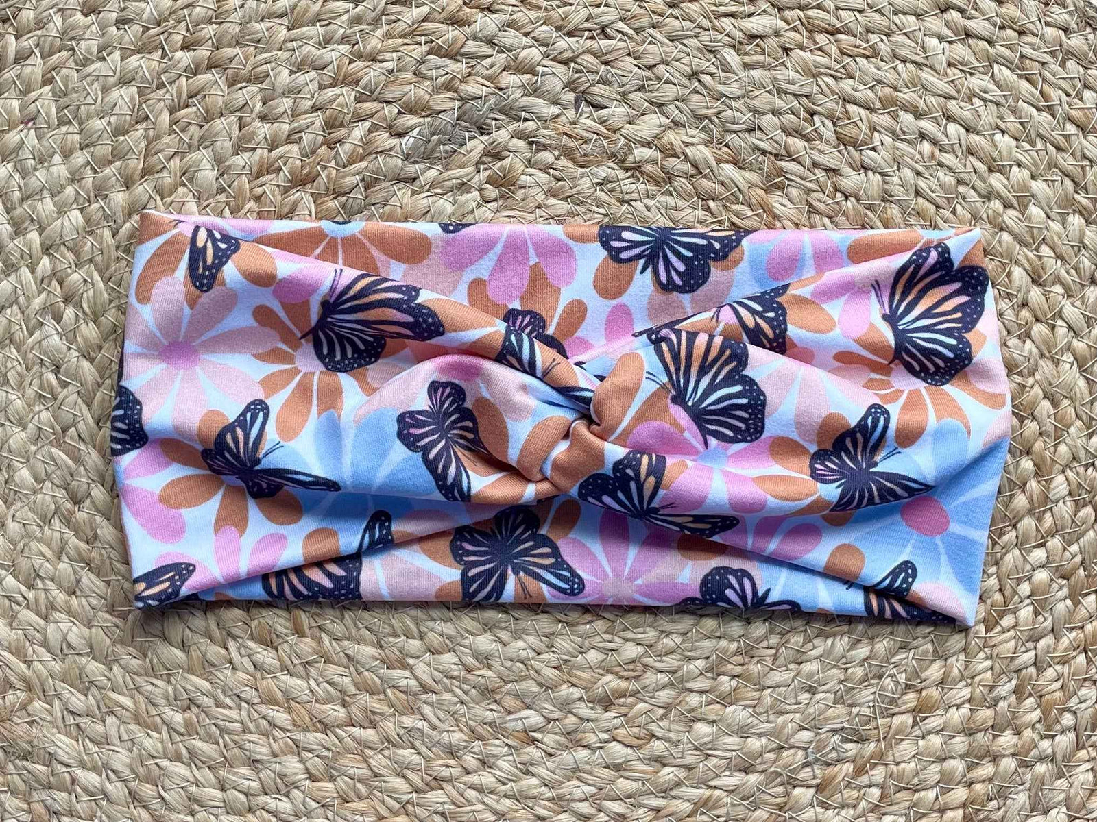 Colorful Butterflies Knit Twist Headband