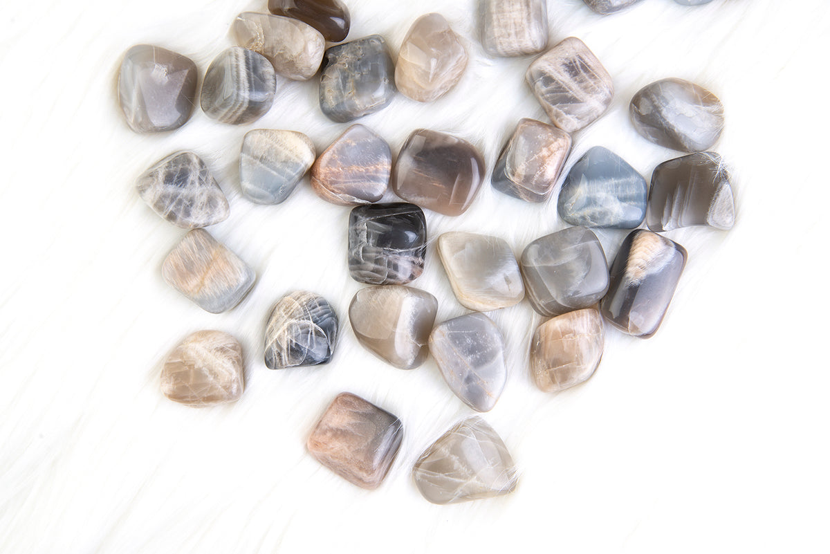 Black Moonstone Tumbled Stones