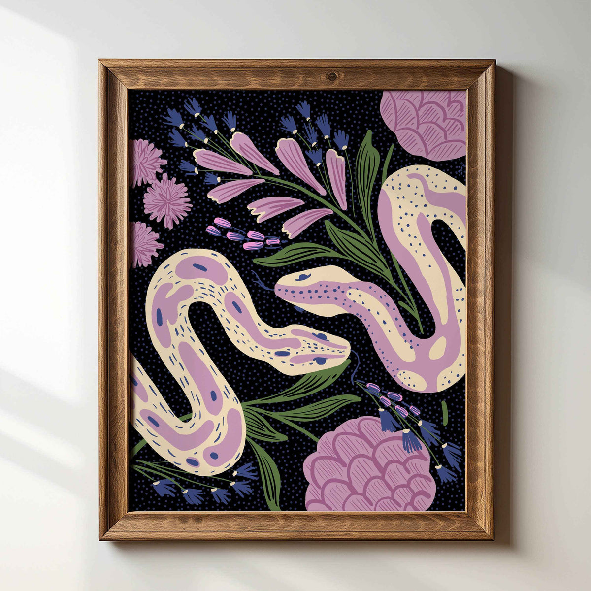 "Twin Snakes - Black" - 8" x 10" Giclée Art Print