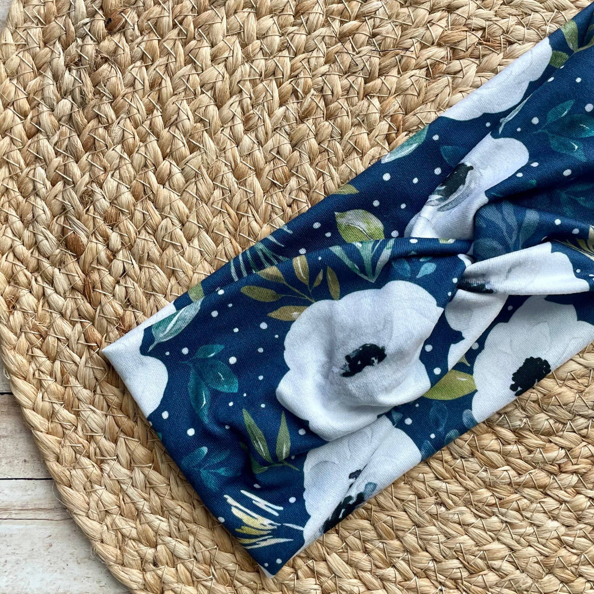 Avaleigh Navy Floral Knit Twist Headband