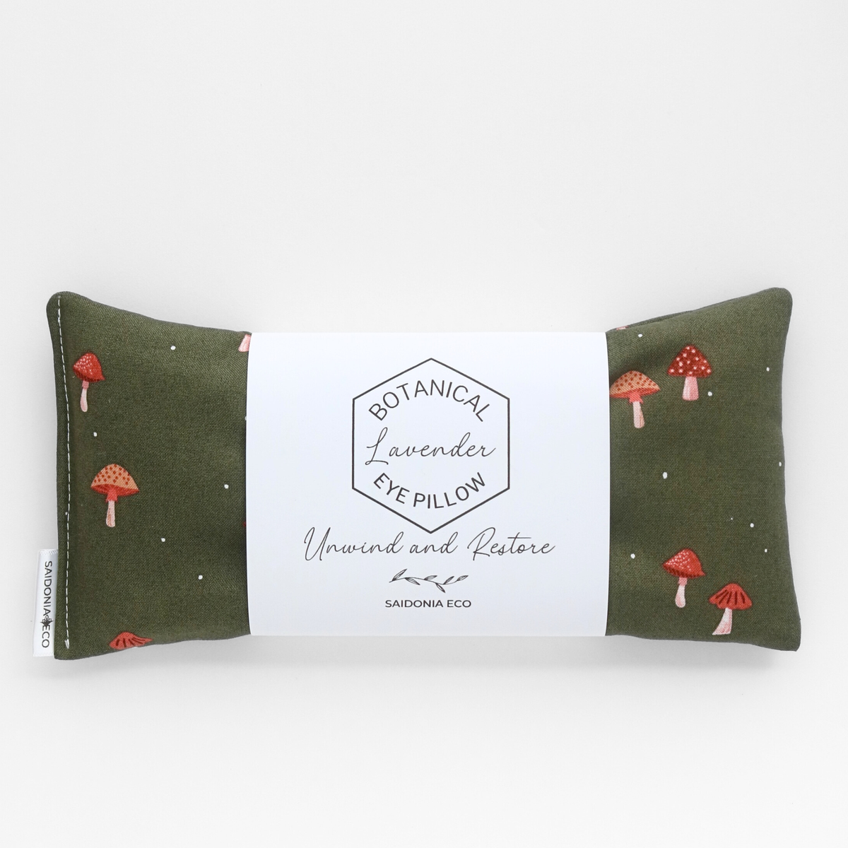 Mushrooms on Green Lavender Eye Pillow
