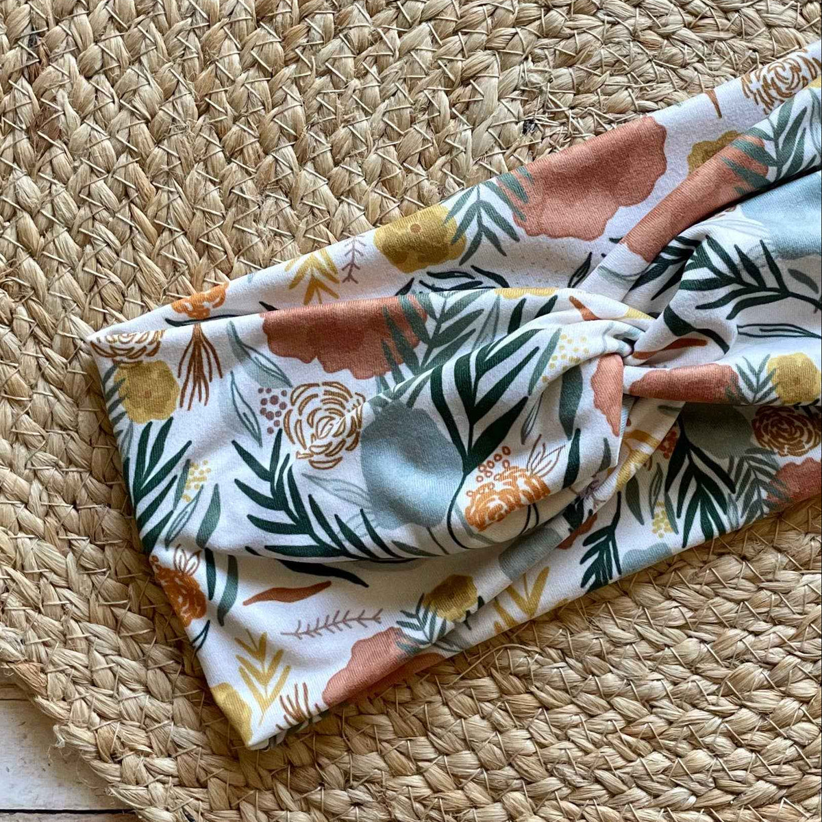 Boho Florals on Cream Knit Twist Headband