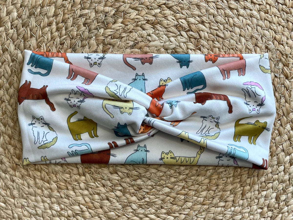 Colorful Cats Knit Twist Headband