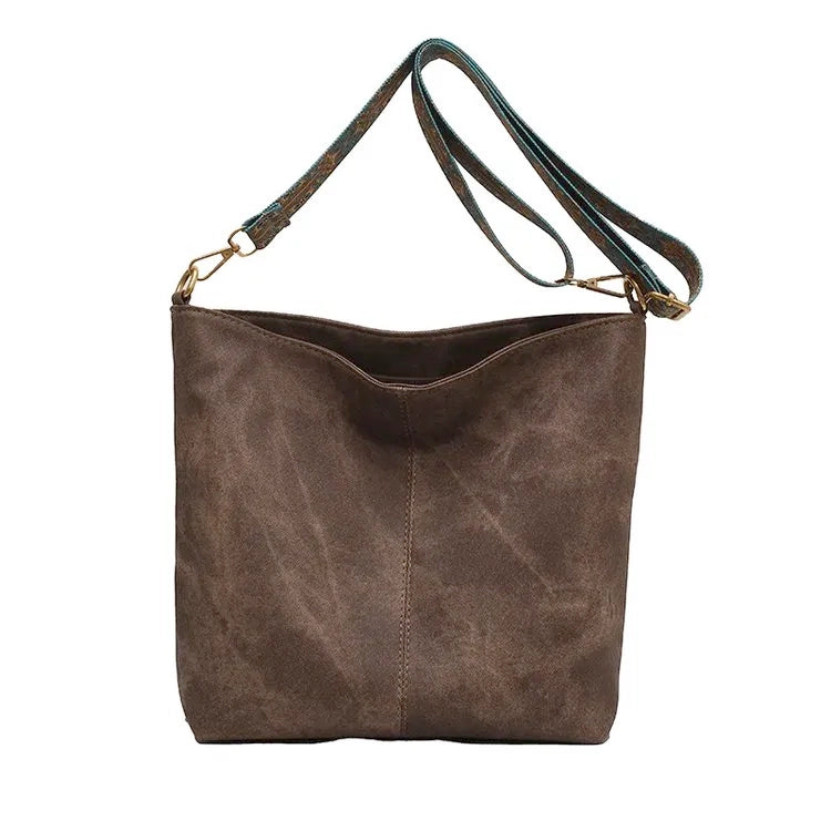 Distressed Crossbody Leather Hobo Bag