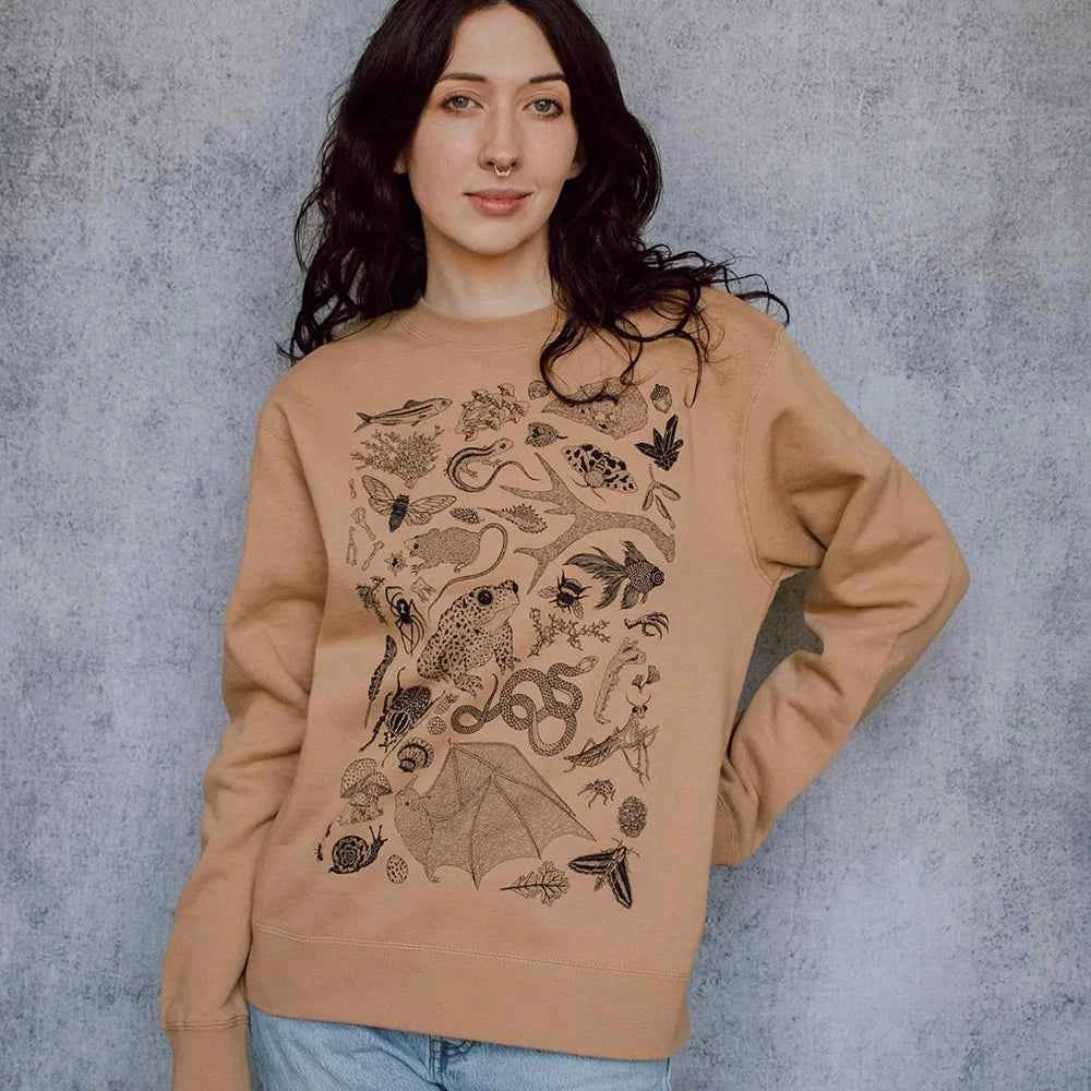 Nature Doodle Crew Neck Sweatshirt