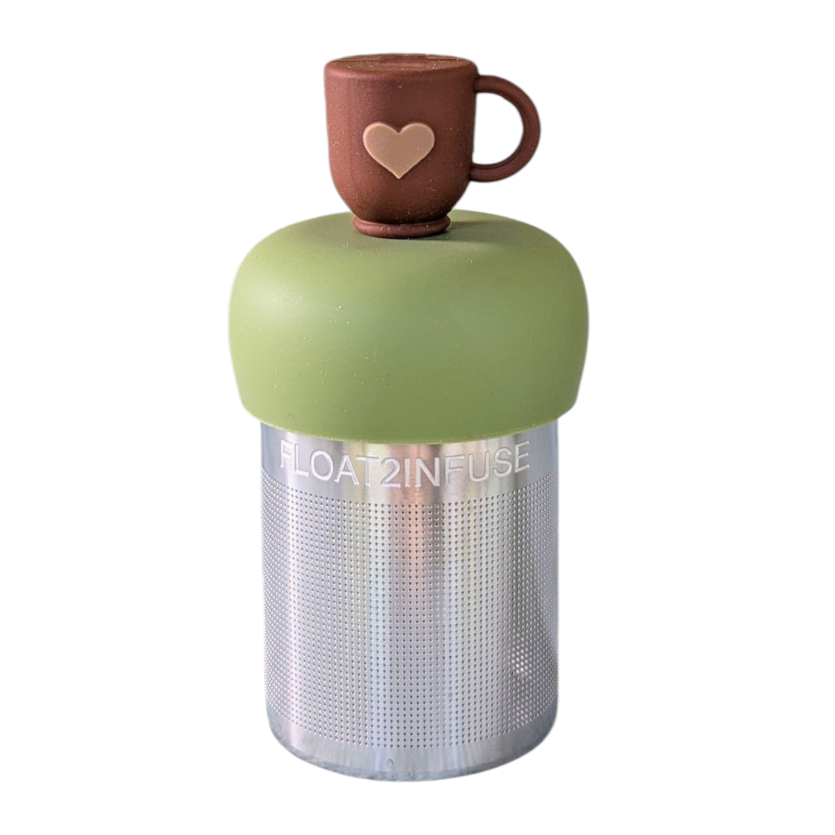 Heart Teacup | Floating Tea Steeper | Green Base | Brown