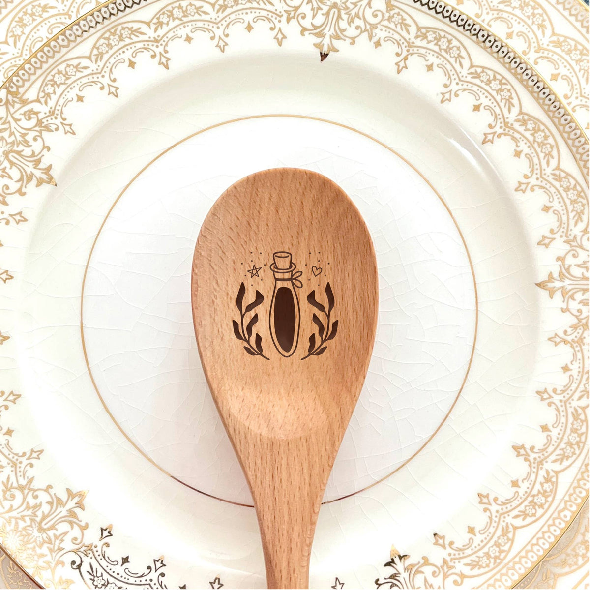 Small Mystical Potion Bottle Wooden Serving Spoon
