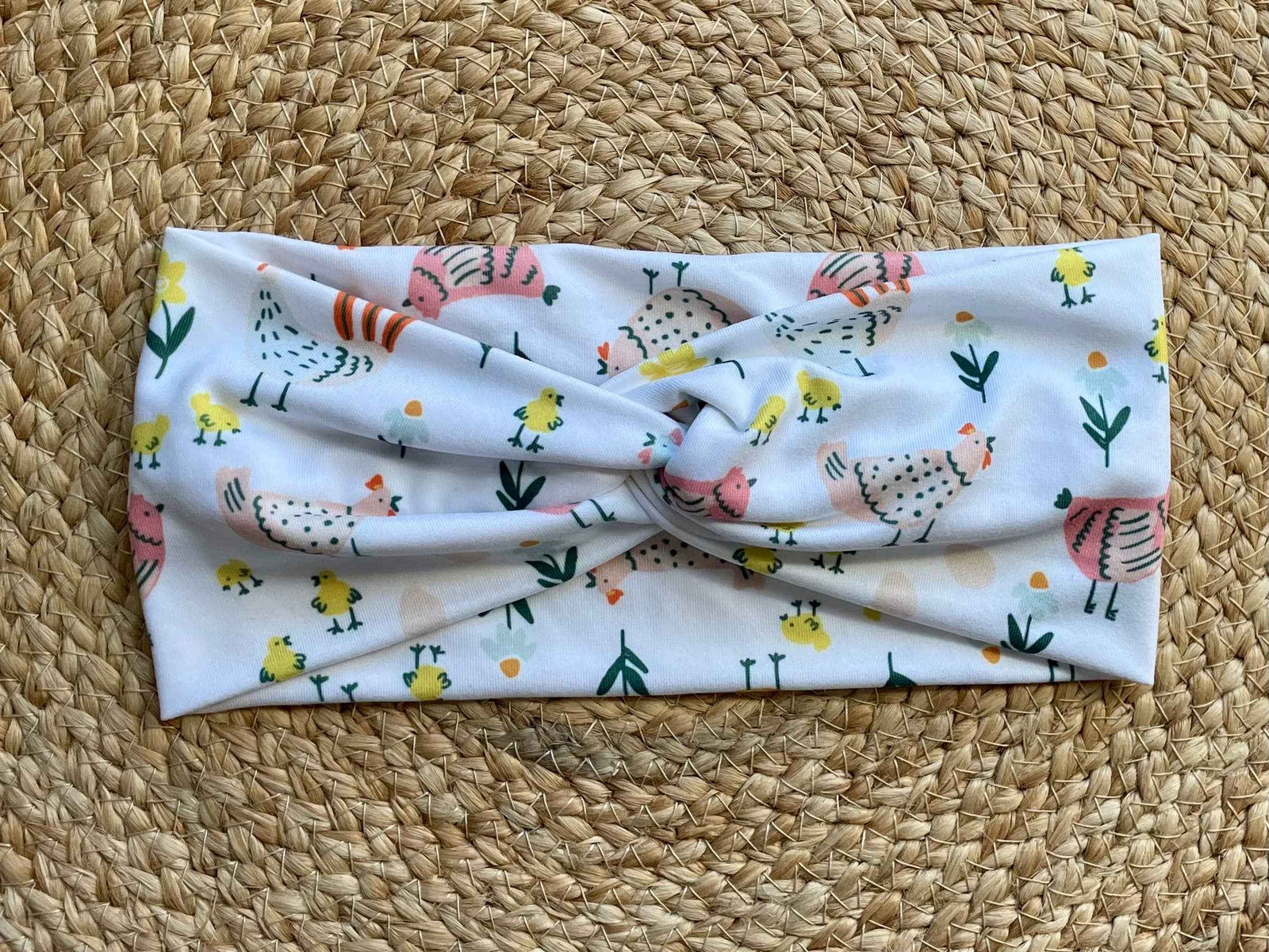 Floral Chickens Knit Twist Headband