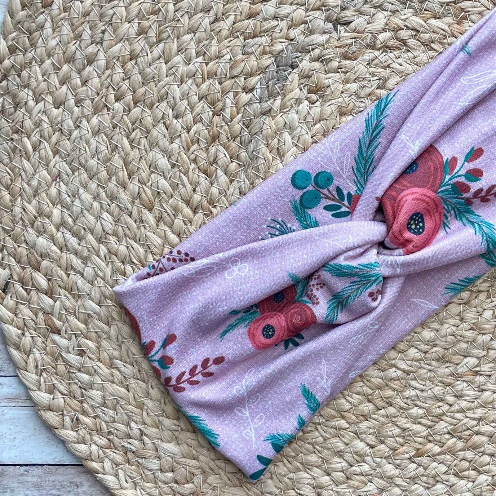 Lavender Poinsettia Knit Twist Headband