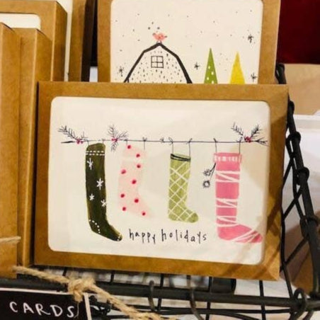 Holiday Card Set Box of 6 Holiday Stocking