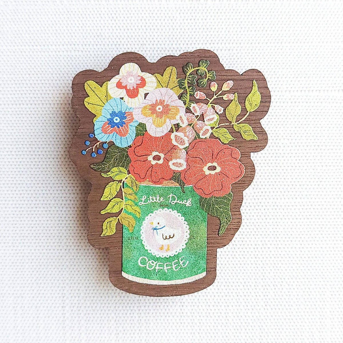 Little duck coffee bouquet refrigetator magnet