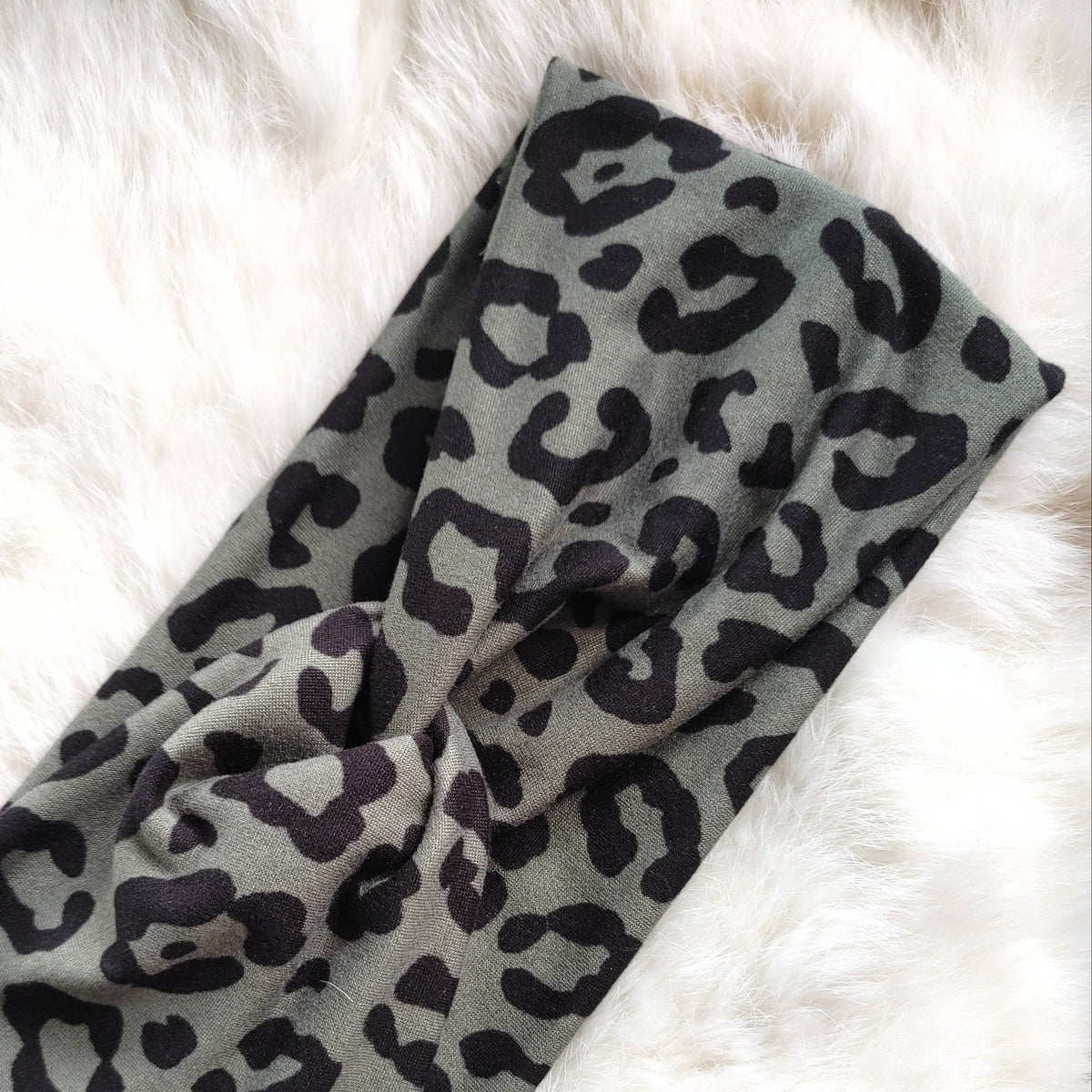 Muted Olive Leopard Headband