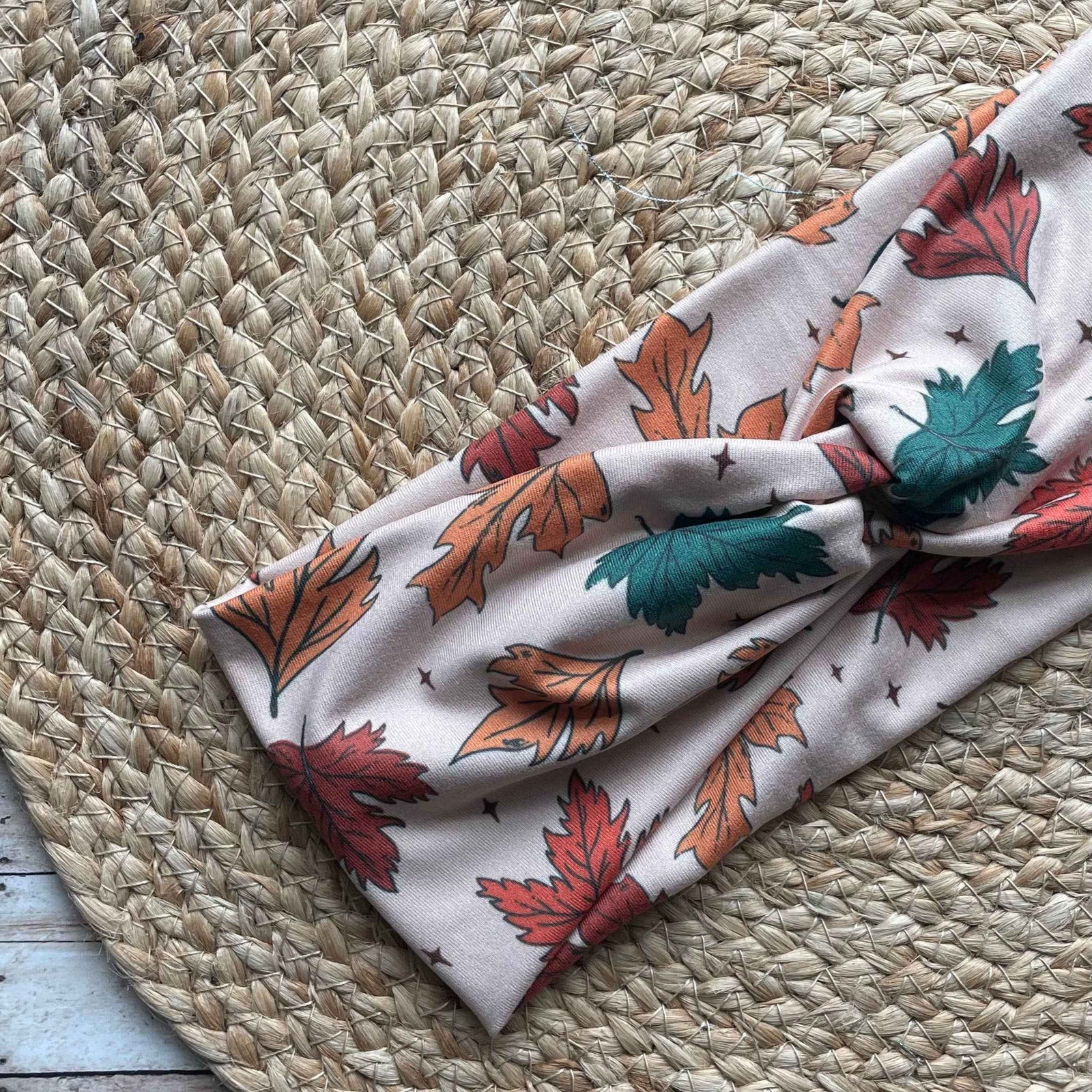 Fall Leaves Knit Twist Headband