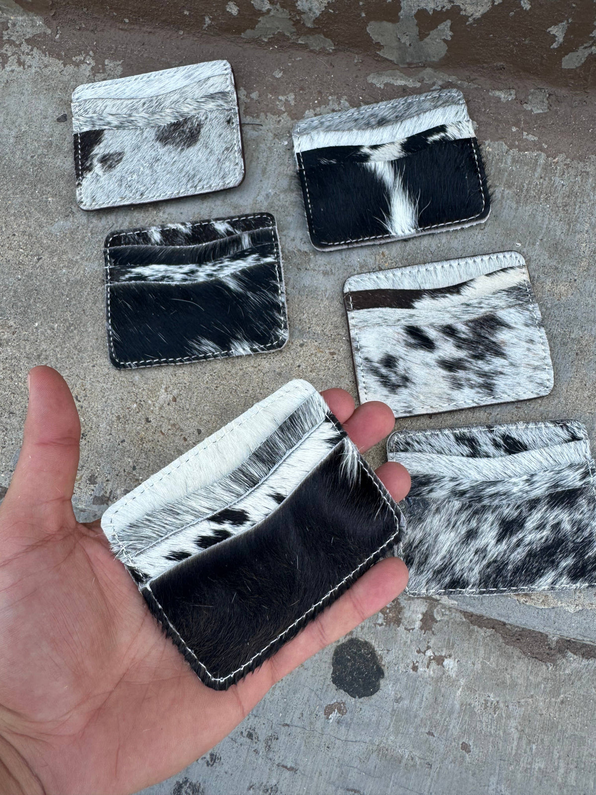 Black &amp; white Cowhide Credit Card Wallet