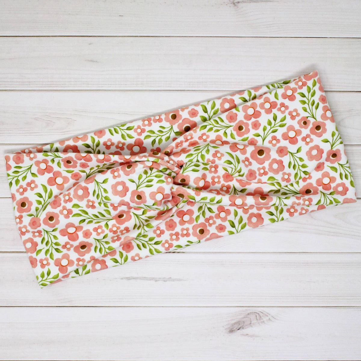Floral Pink Hand Drawn Flowers Print Knit Twist Headband