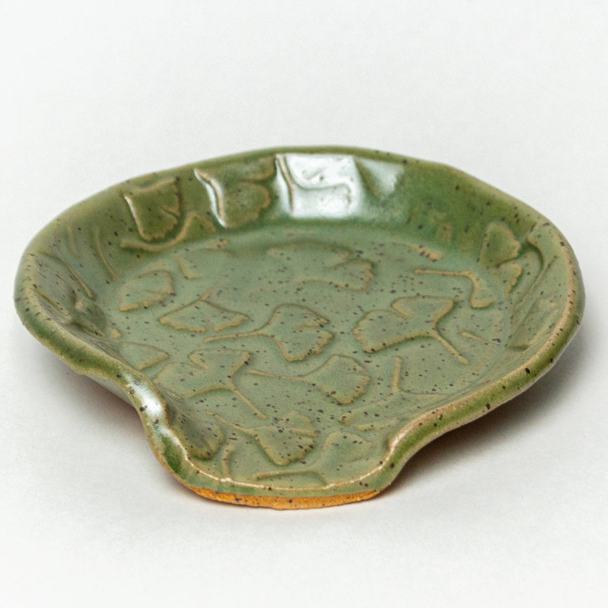 Green Ginkgo Ceramic Spoon Rest