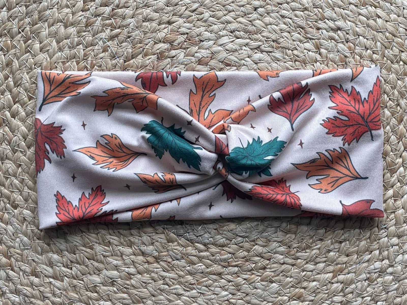 Fall Leaves Knit Twist Headband
