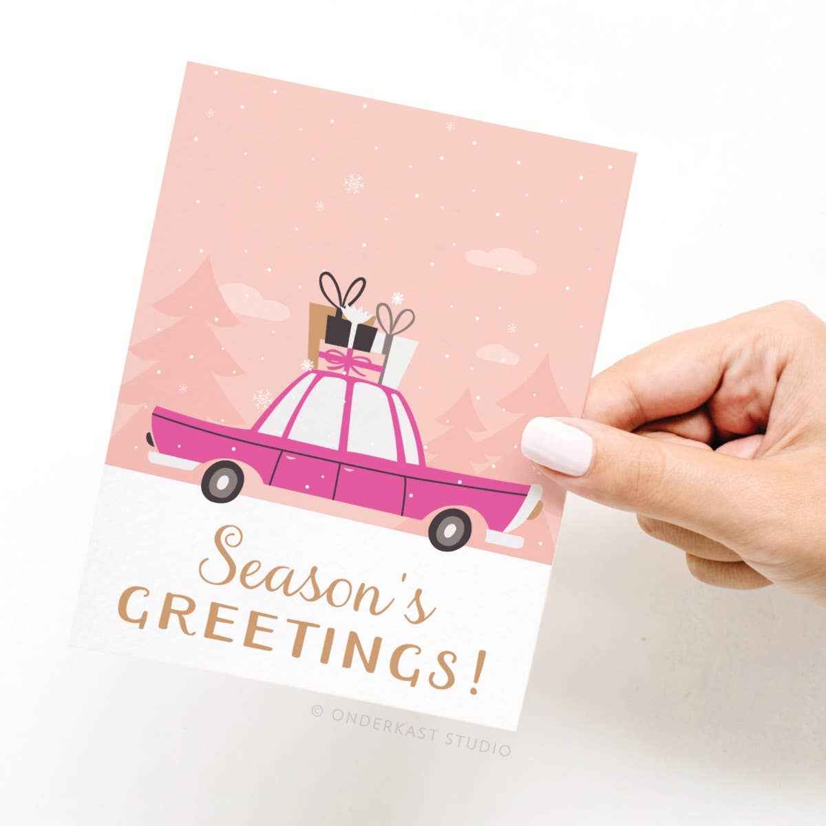 Season&#39;s Greetings Vintage Car Greeting Card