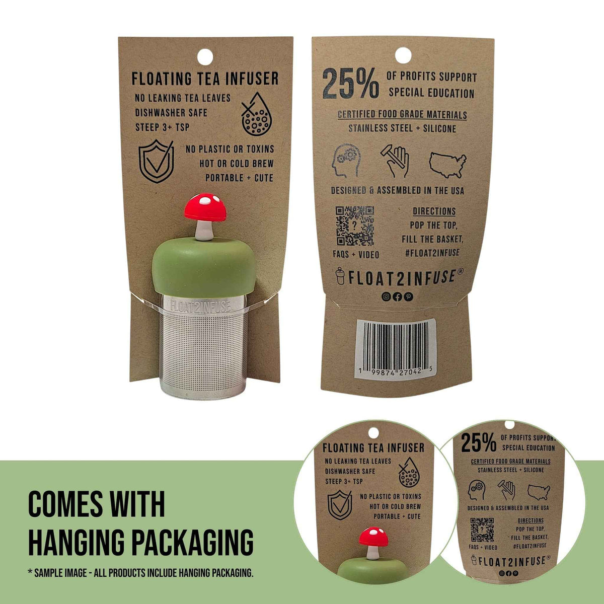 Bookworm | Floating Tea Infuser | Black Base | Green Worm