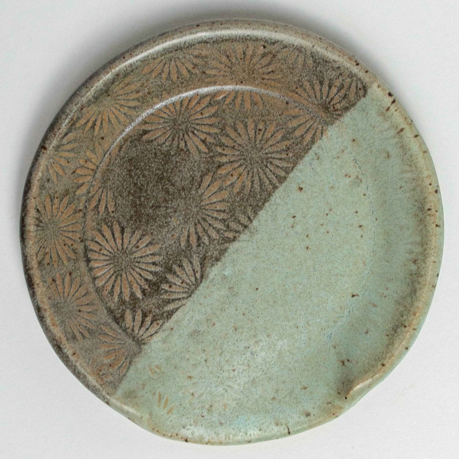 Gray & Blue Sunburst Ceramic Spoon Rest