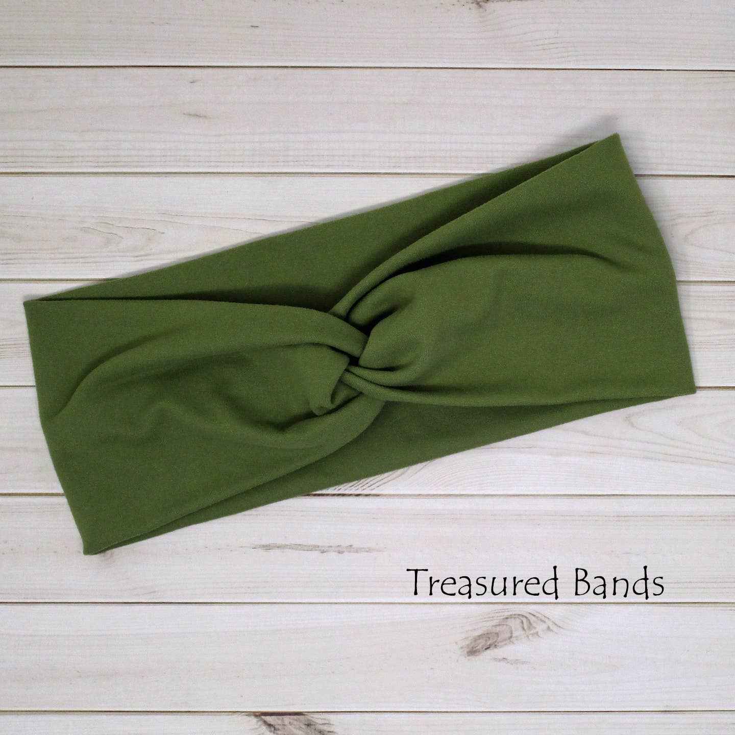Olive Green Solid Twist Knit Headbands