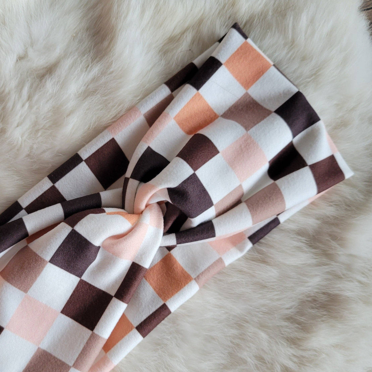 Shades Of Brown Checkered Headband