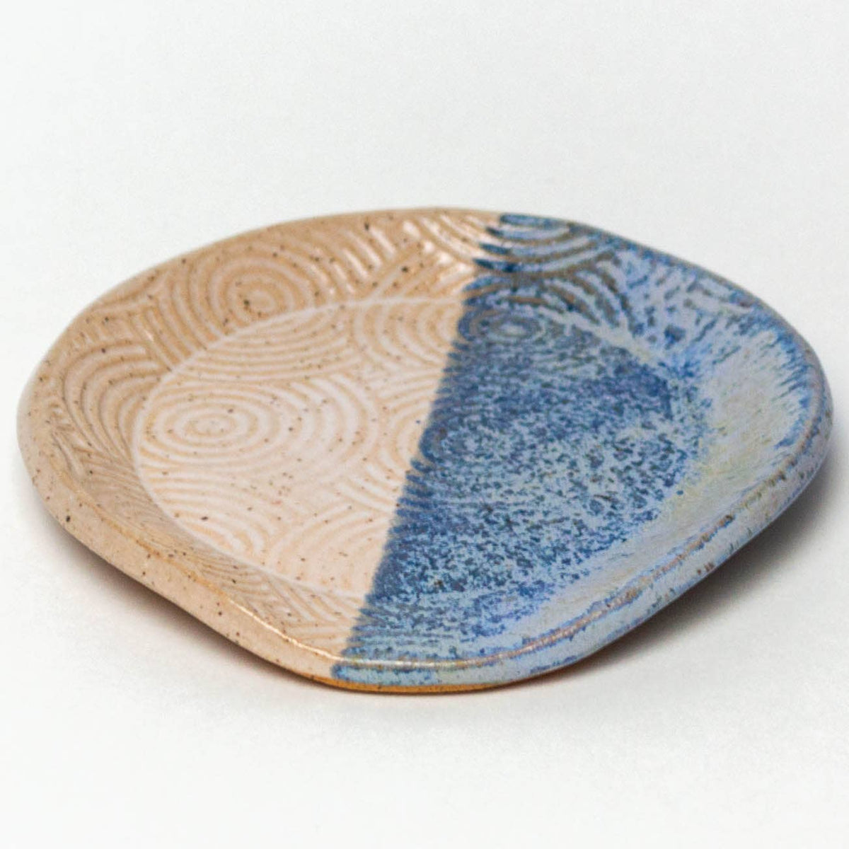 Spiral Blue and White Ceramic Kitchen Spoon Rest Handmade in Ohio