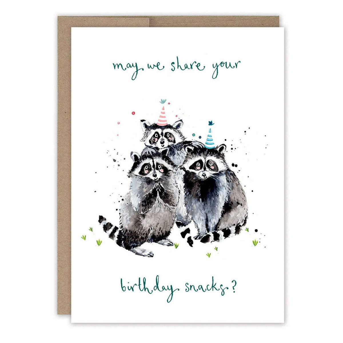 Raccoons Snacks Birthday Card