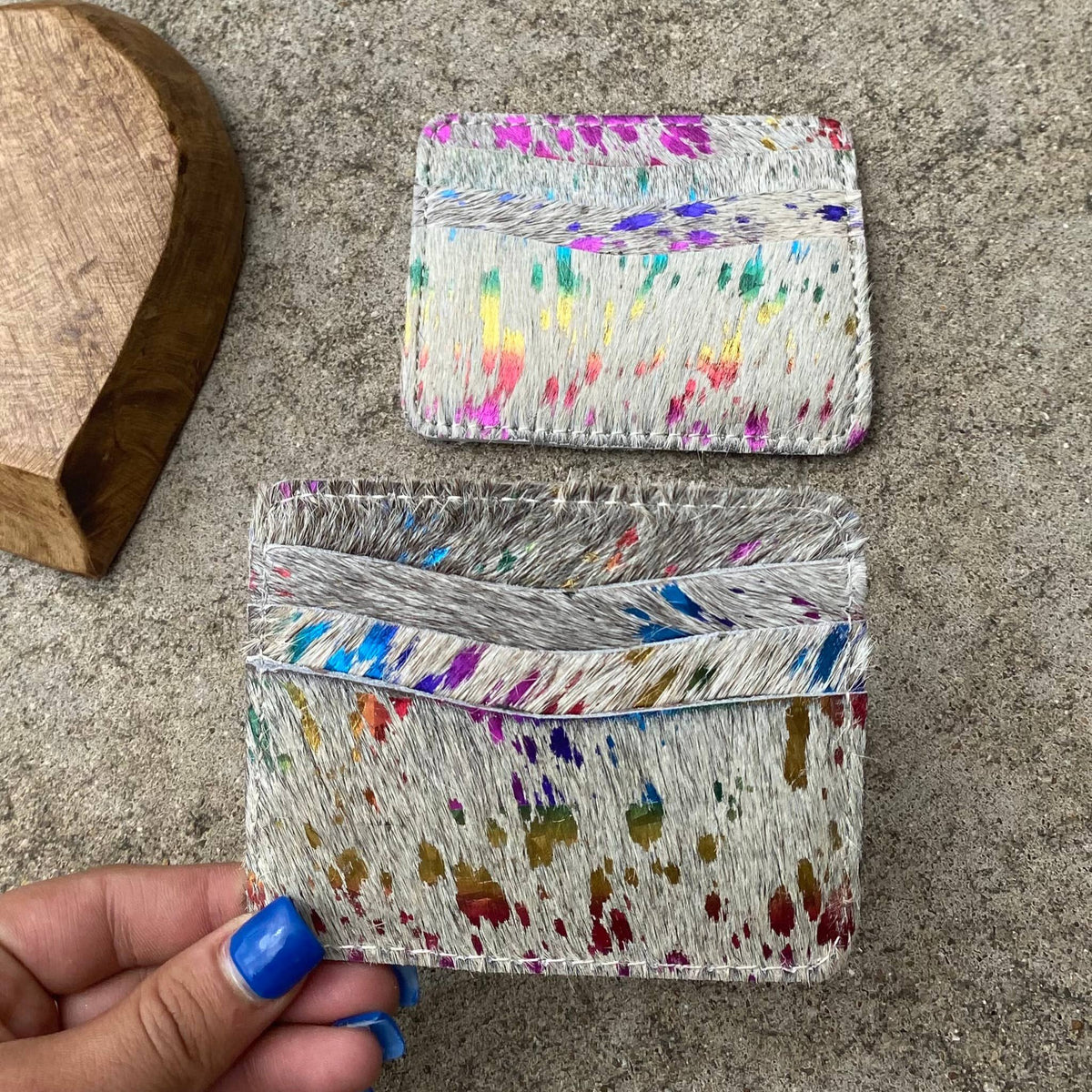Rainbow Cowhide credit card wallet
