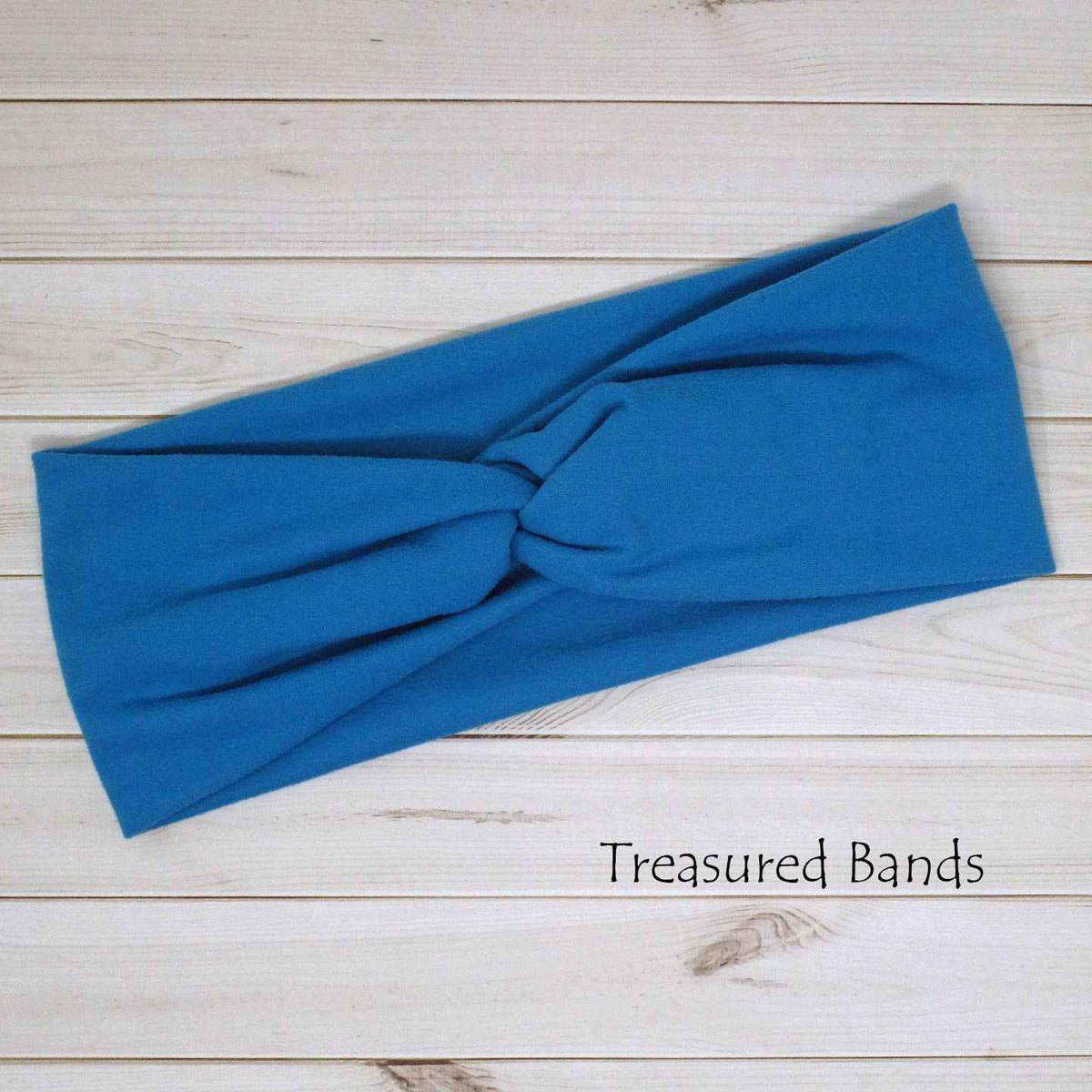 Jewel Blue Solid Twist Knit Headbands