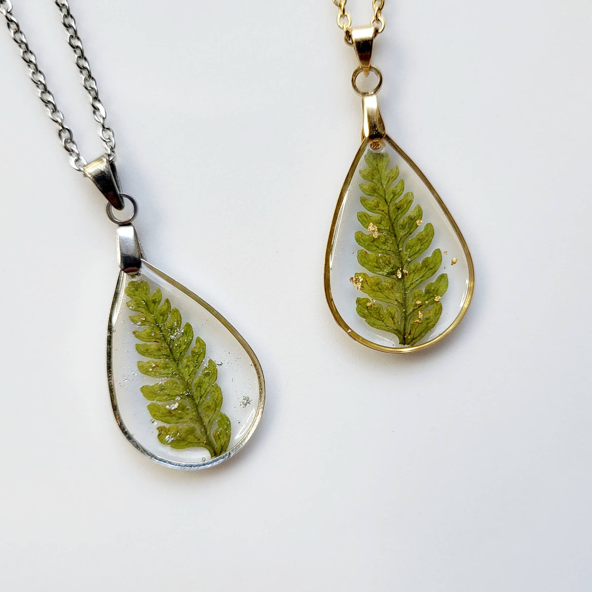 Pressed Fern Teardrop Necklace
