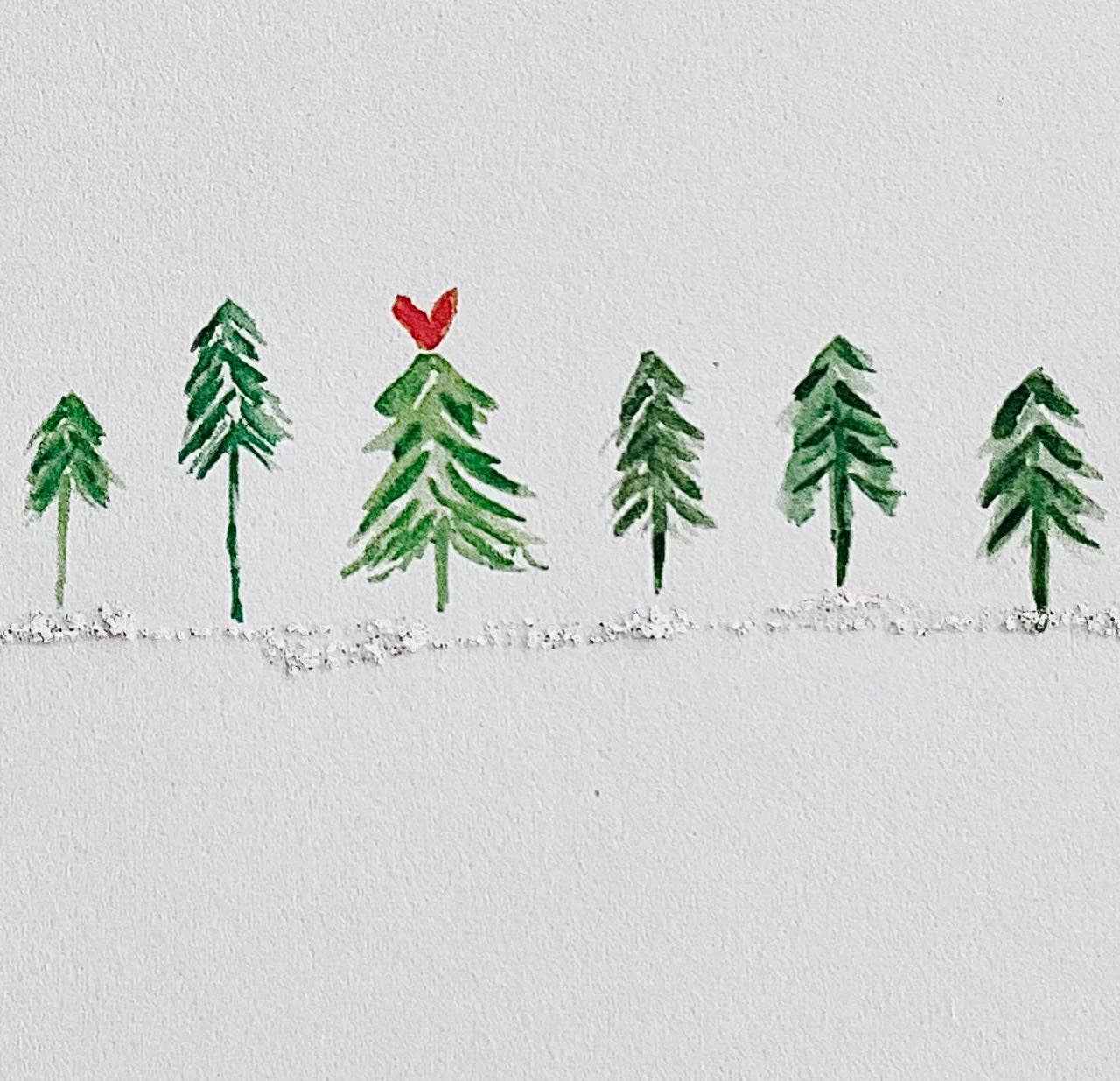 BOX SET Row of Trees, Glitter Snow, Tree Farm with Love