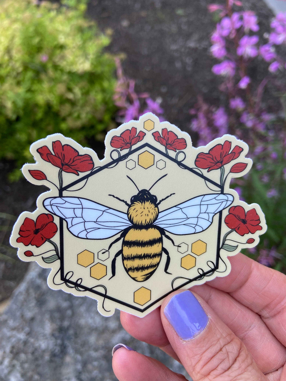 Floral Bee - Vinyl Sticker